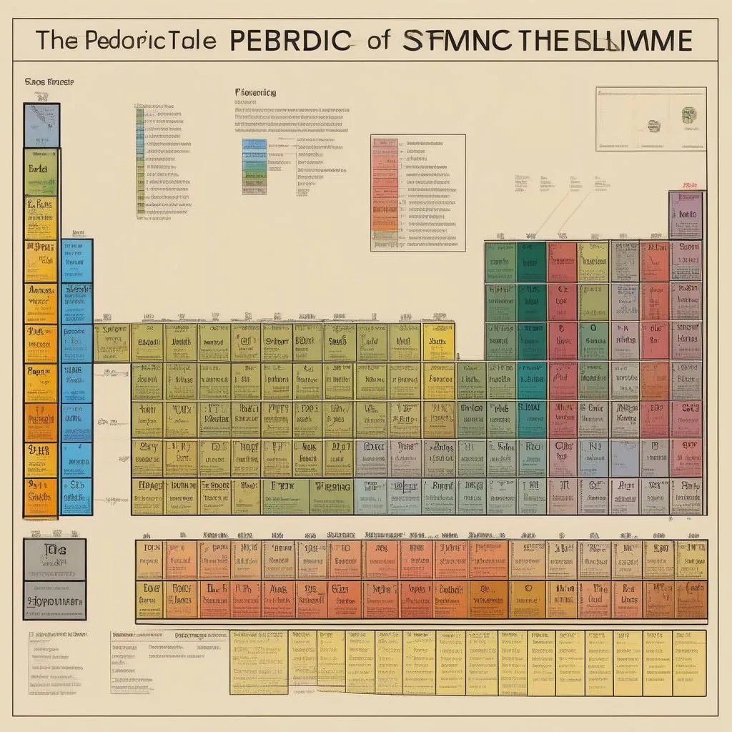 Bảng tuần hoàn hóa học minh họa các nguyên tố
