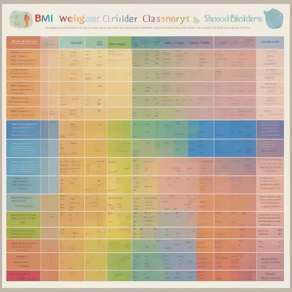Biểu đồ phân loại chỉ số BMI cho học sinh tiểu học
