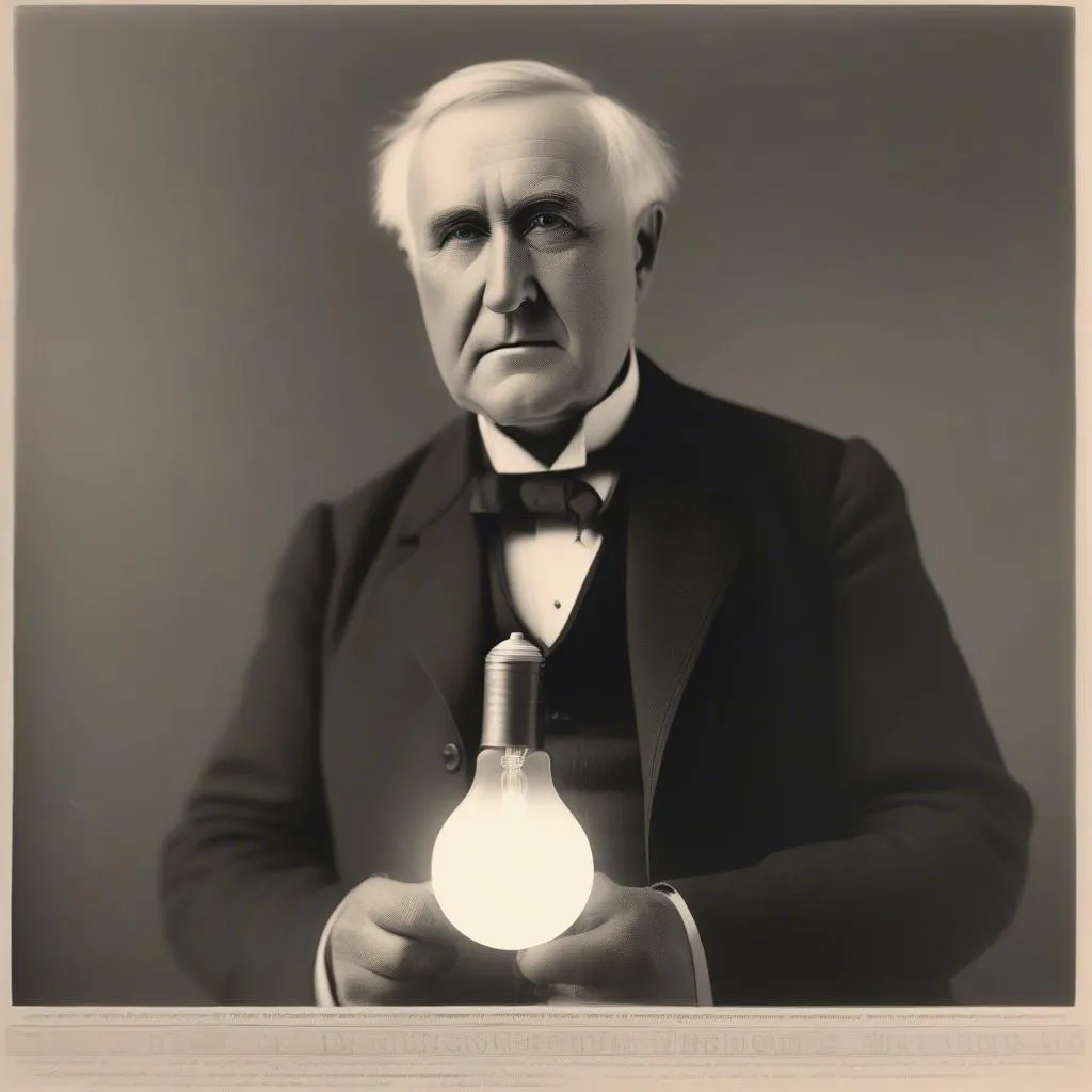 Hình ảnh Thomas Edison và bóng đèn