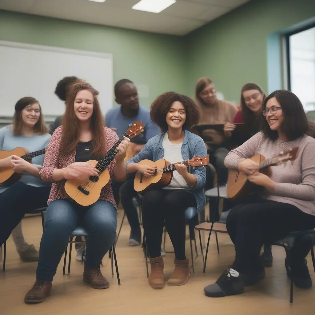 Học đàn ukulele tại lớp