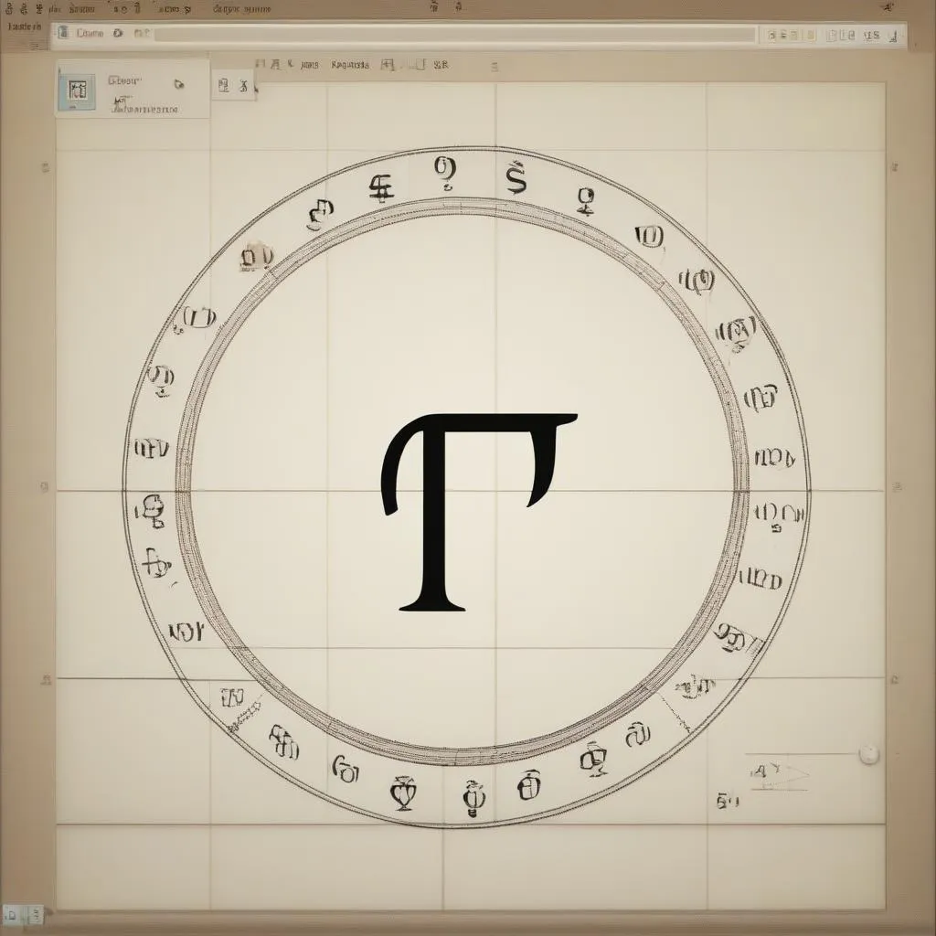 Ký hiệu toán học Pi (π) được chèn vào văn bản bằng bảng Symbols