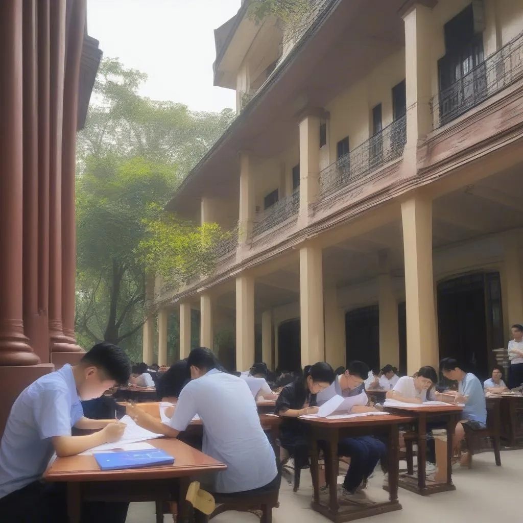 Học sinh đang ôn thi tuyển sinh Đại học Luật Hà Nội