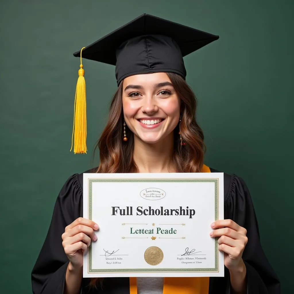 Female student receiving a full scholarship