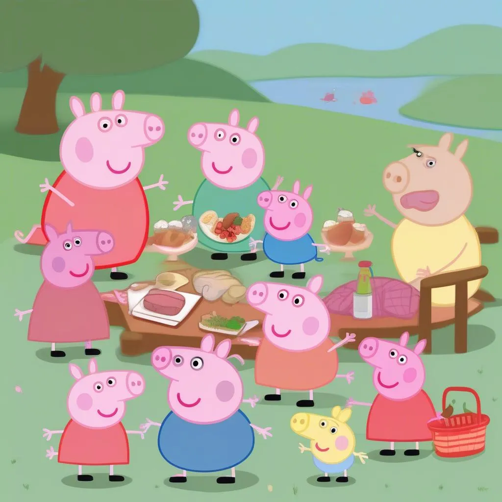 Peppa Pig và gia đình học tiếng Anh