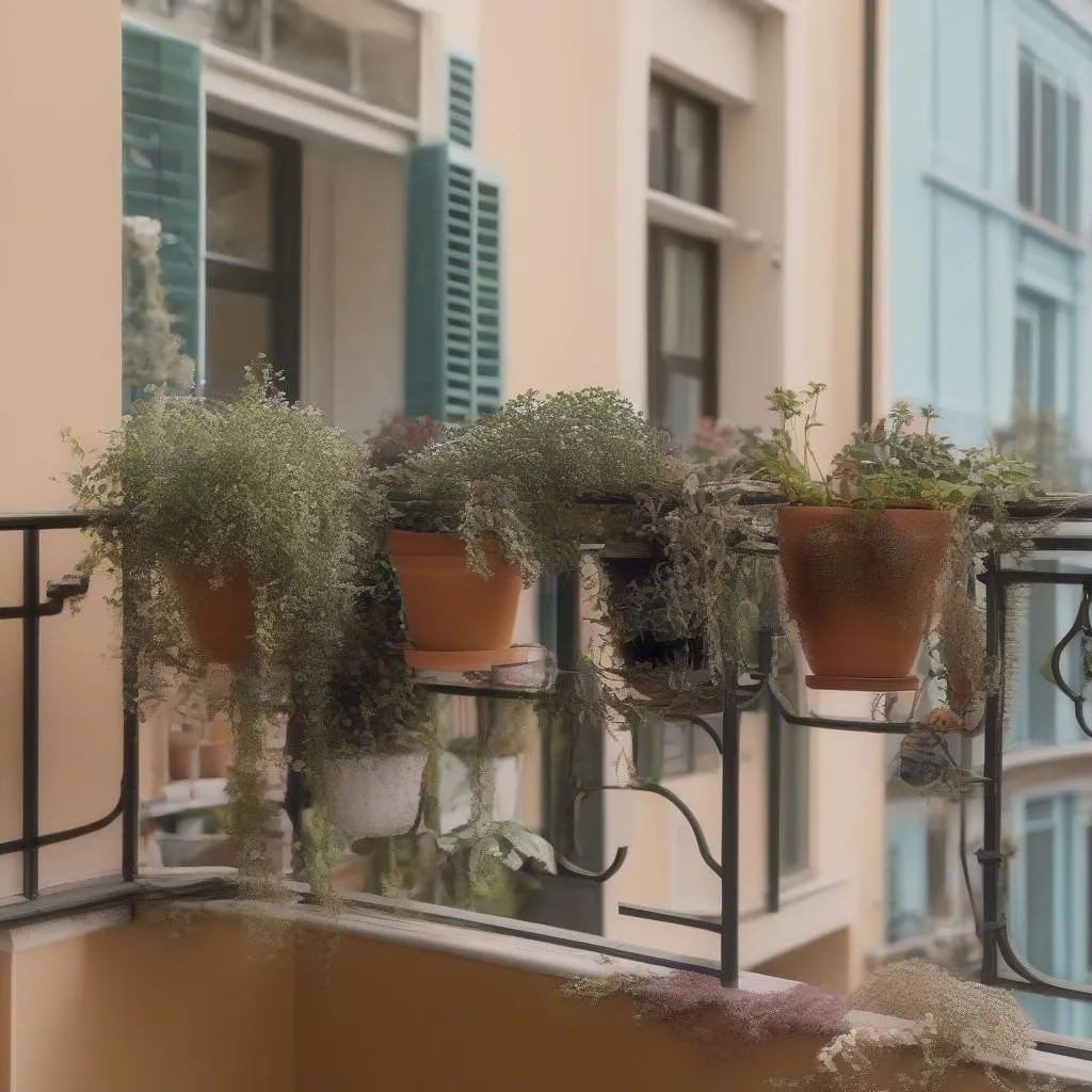 Vegetables in hanging pots