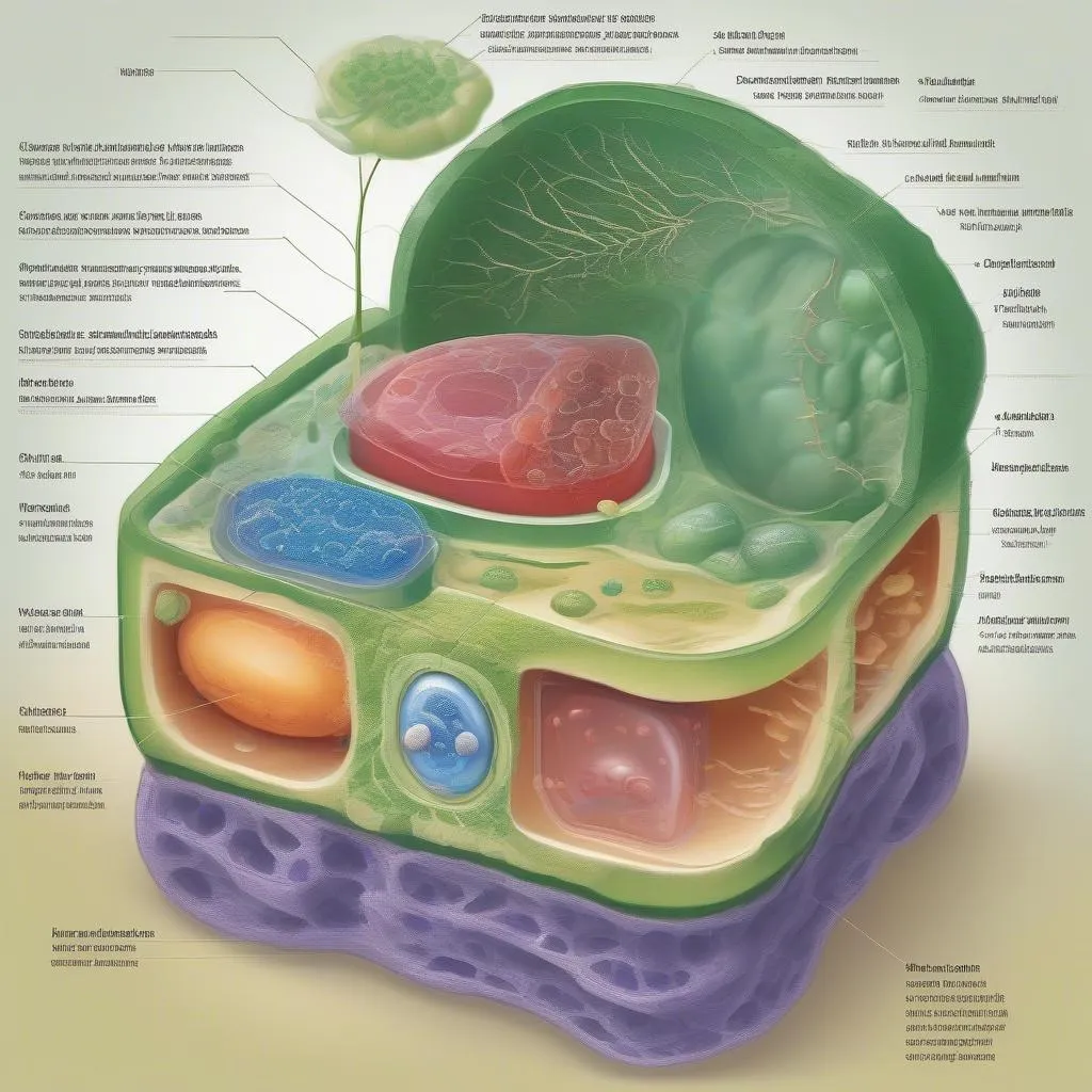 Hình ảnh minh họa về cấu tạo của tế bào thực vật