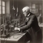 Hình ảnh minh họa về Thomas Edison trong phòng thí nghiệm