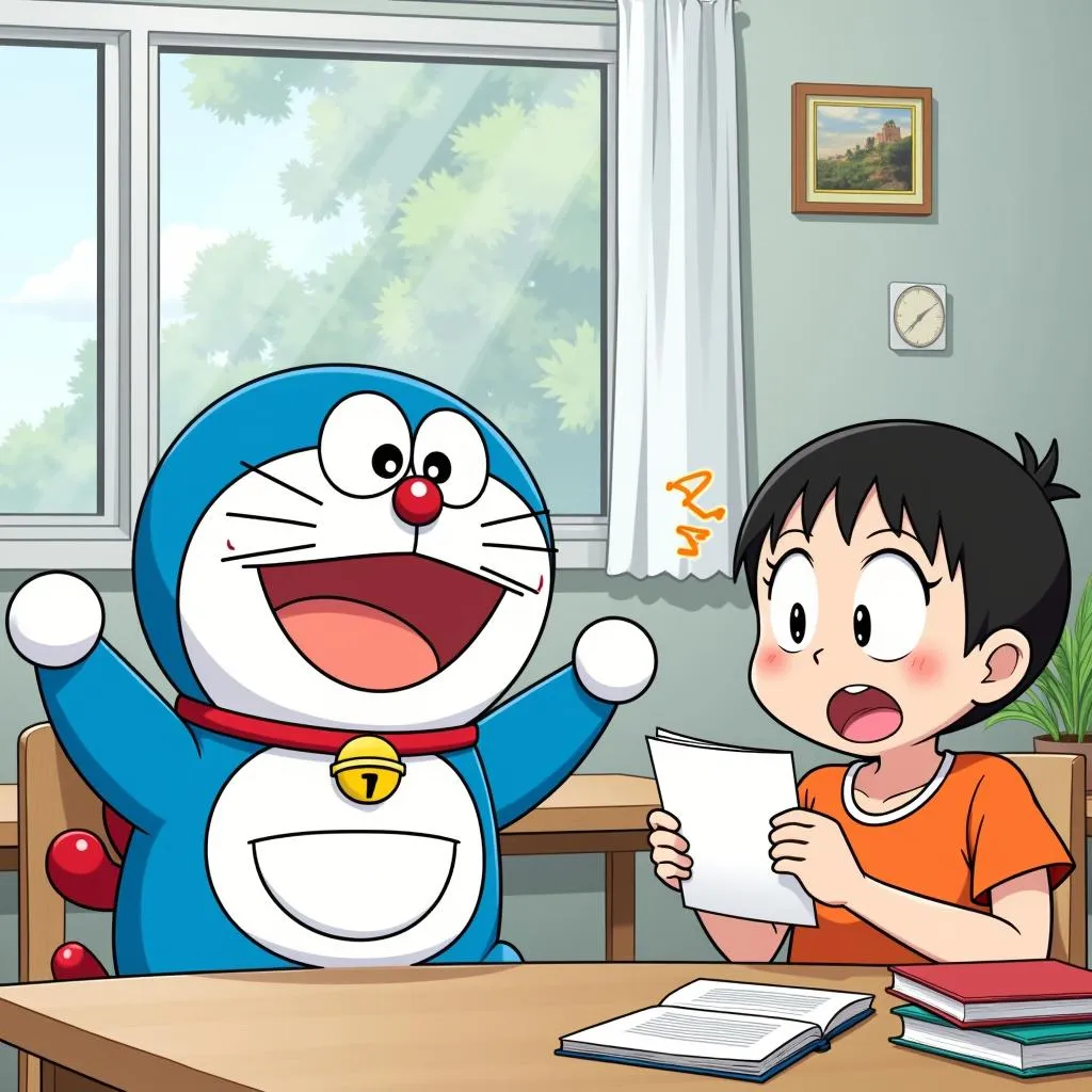 Doremon và Nobita học tiếng Anh