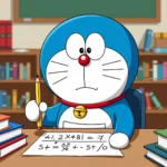 Hình ảnh minh họa Doraemon đang giải toán