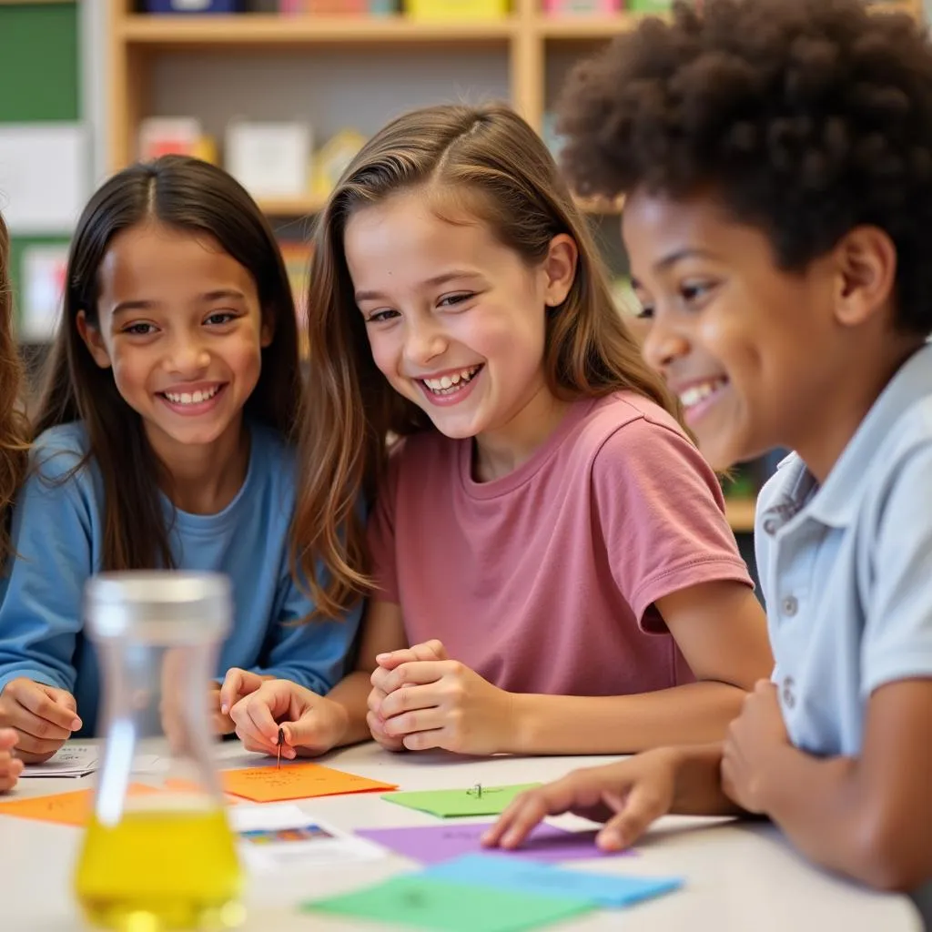 Children happily learning through playing