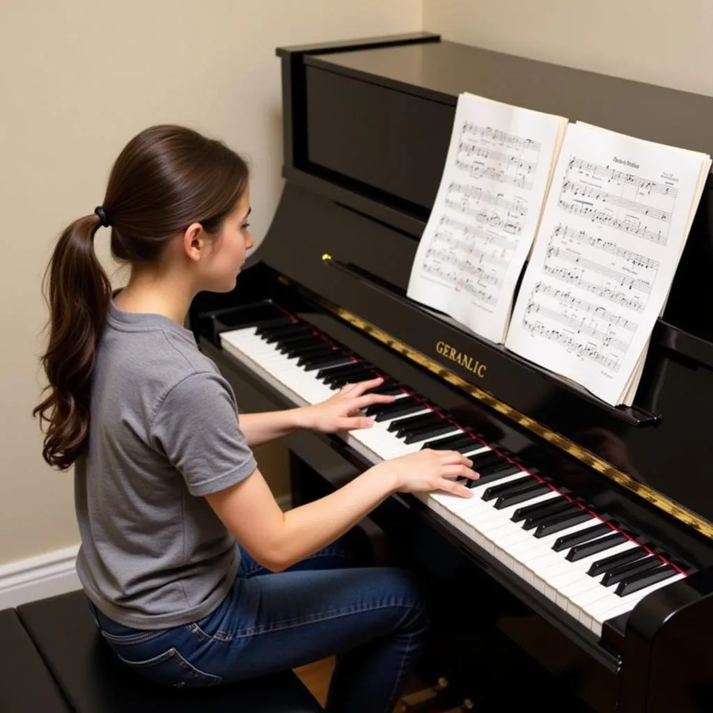 Học viên mới bắt đầu học đàn piano