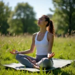 Woman meditating peacefully in nature