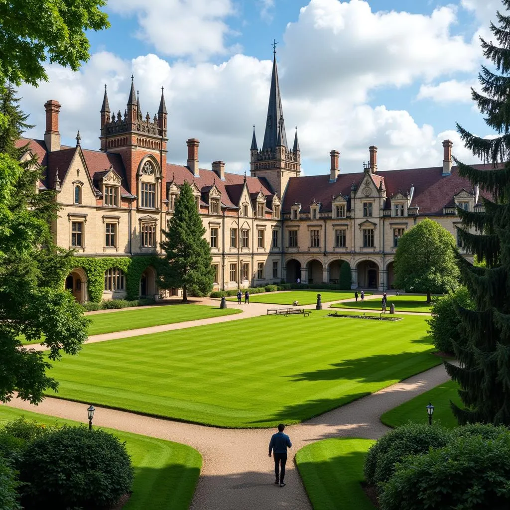 Scenic view of a European university