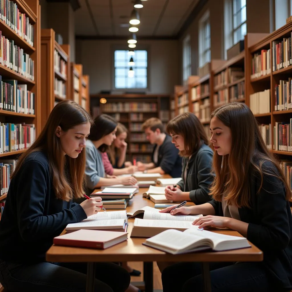 Students studying humanities at university