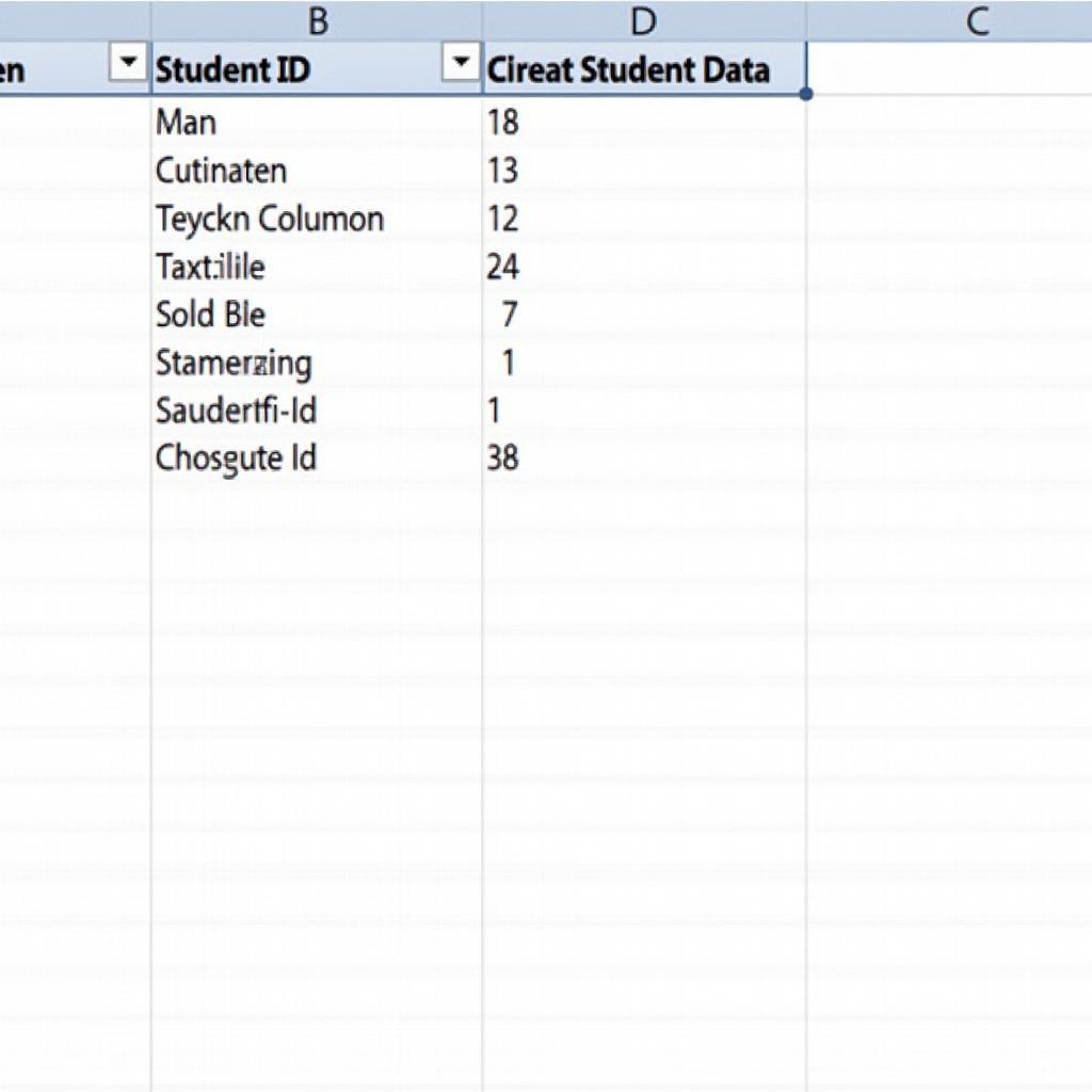 Danh sách học sinh trên Excel