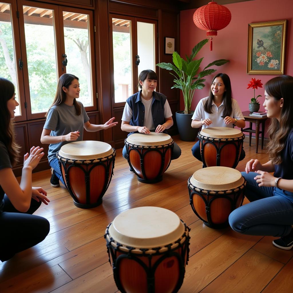 Học báo trống tại trung tâm văn hóa