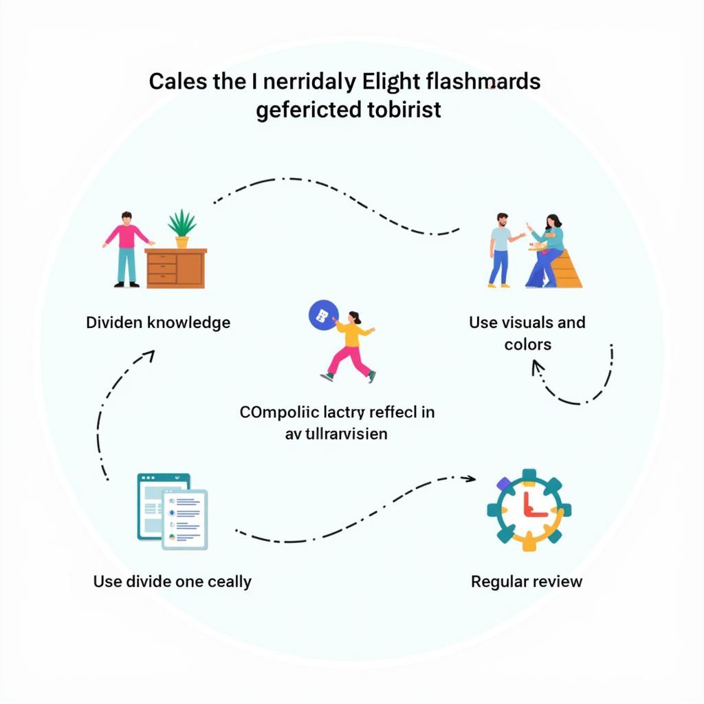 Sử dụng thẻ học Elight hiệu quả. Hình ảnh minh họa cách sử dụng thẻ học Elight với các mẹo như phân chia kiến thức, sử dụng hình ảnh, màu sắc và ôn tập thường xuyên.